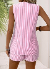 Pink Striped Sleeveless V Neck Tank Top | thumb picture 