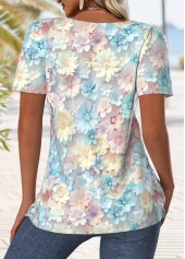 Multi Color Floral Print Short Sleeve T Shirt | thumb picture 