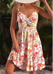 Multi Color Floral Print Short Strappy Bandeau Dress