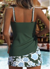 Mid Waisted Floral Print Blackish Green Tankini Set | thumb picture 