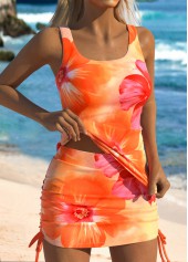 Mid Waisted Floral Print Orange Tankini Set | thumb picture 