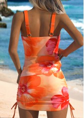Mid Waisted Floral Print Orange Tankini Set | thumb picture 