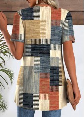 Multi Color Geometric Print Fake Two Piece Twinset | thumb picture 