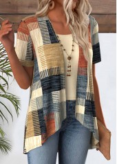 Multi Color Geometric Print Fake Two Piece Twinset | thumb picture 