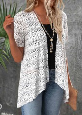 White Patchwork Short Sleeve Cardigan and Tank Top | thumb picture 