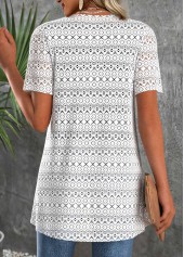 White Patchwork Short Sleeve Cardigan and Tank Top | thumb picture 