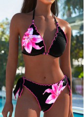Mid Waisted Floral Print Pink Bikini Set | thumb picture 