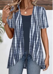 Plus Size Navy Patchwork Fake Two Piece Twinset | thumb picture 