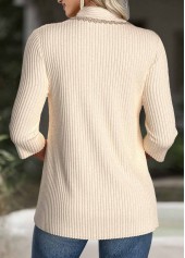 Beige Floral Print 3/4 Sleeve Fake Two Piece Twinset | thumb picture 