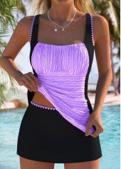 Jacquard Mid Waisted Purple Tankini Set | thumb picture 