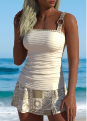 Mid Waisted Patchwork Beige Tankini Set | thumb picture 