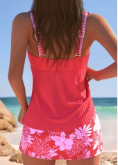 Mid Waisted Floral Print Coral Tankini Set | thumb picture 