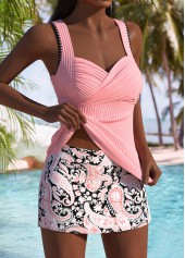 Mid Waisted Paisley Print Pink Tankini Set | thumb picture 