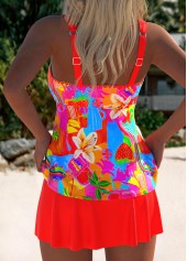 Mid Waisted Geometric Print Coral Tankini Set | thumb picture 