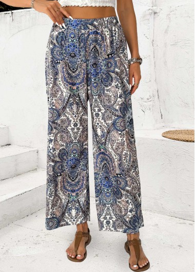 women clothes image of Multi Color Tribal Print Straight Leg Elastic Waist Pants