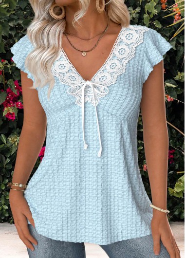 Slate Blue Short-Sleeve Blouse