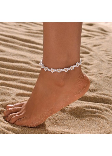 women clothes image of White Color Seed Beads Detail Anklet