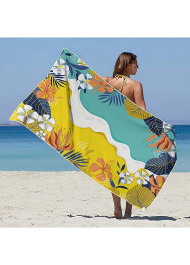women clothes image of Multi Color Plants Print Beach Blanket