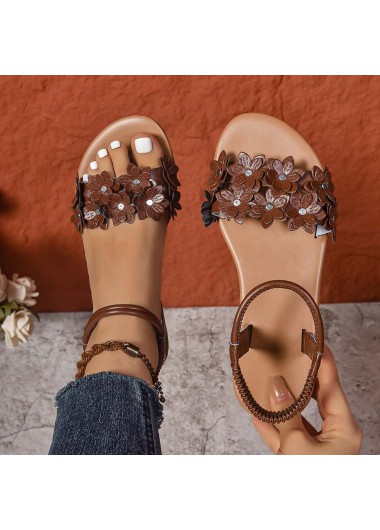 women clothes image of Dark Coffee Peep Toe Falt Sandals