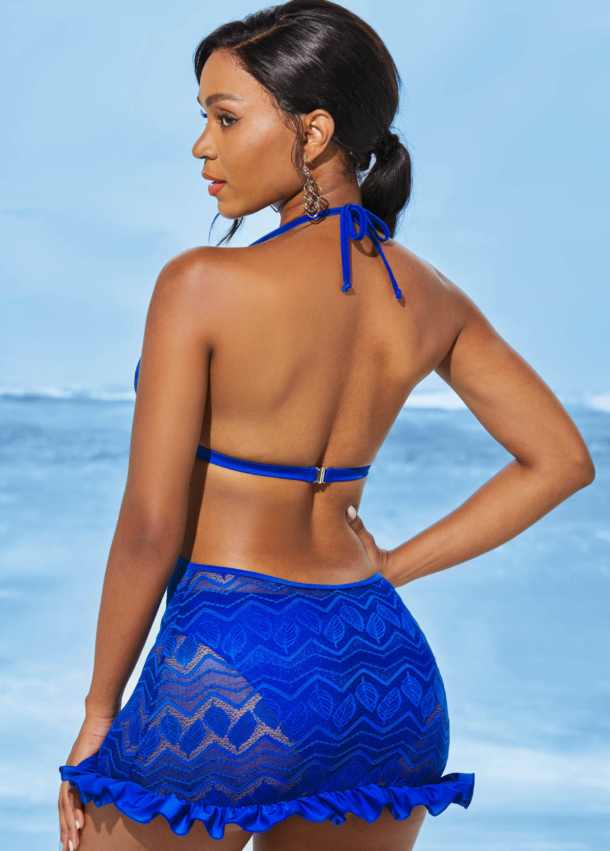 Tie Low Waisted Royal Blue Tankini Set | picture 