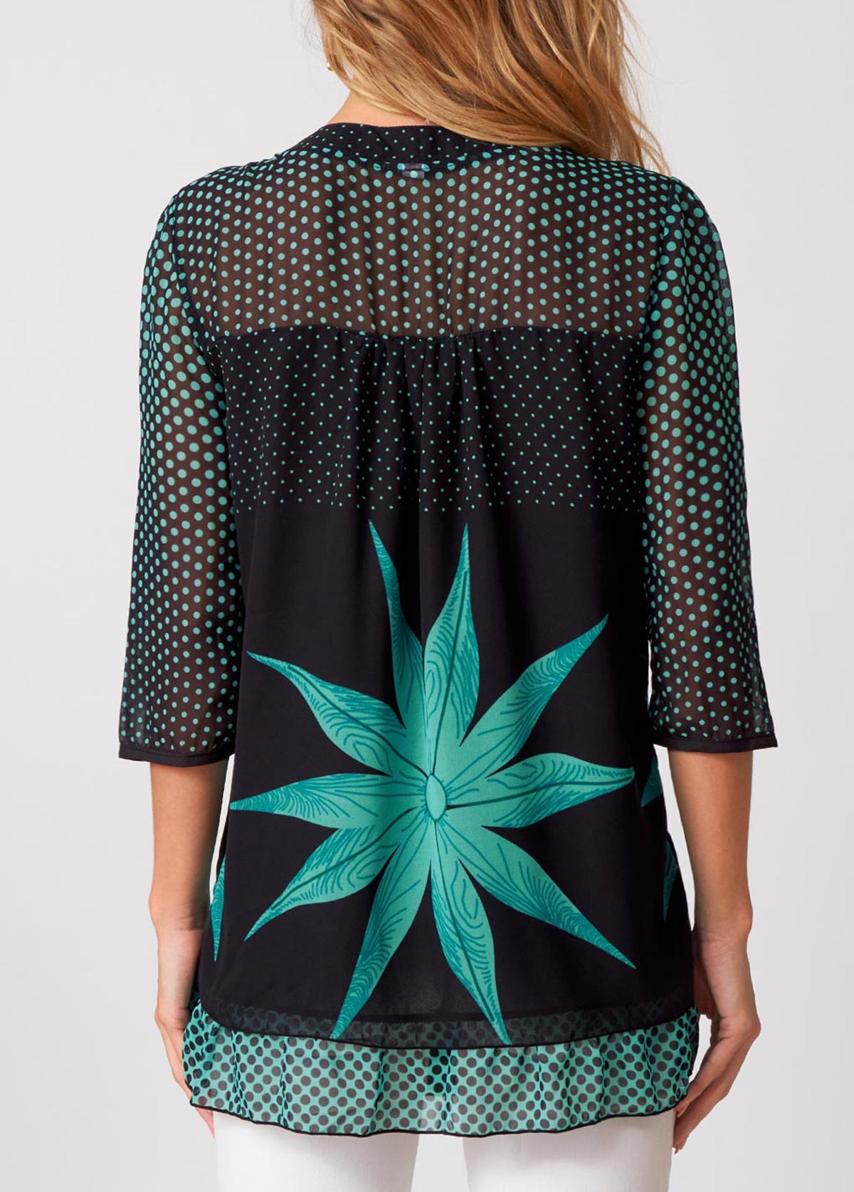 Polka Dot Button Up 3/4 Sleeve Blouse | picture 