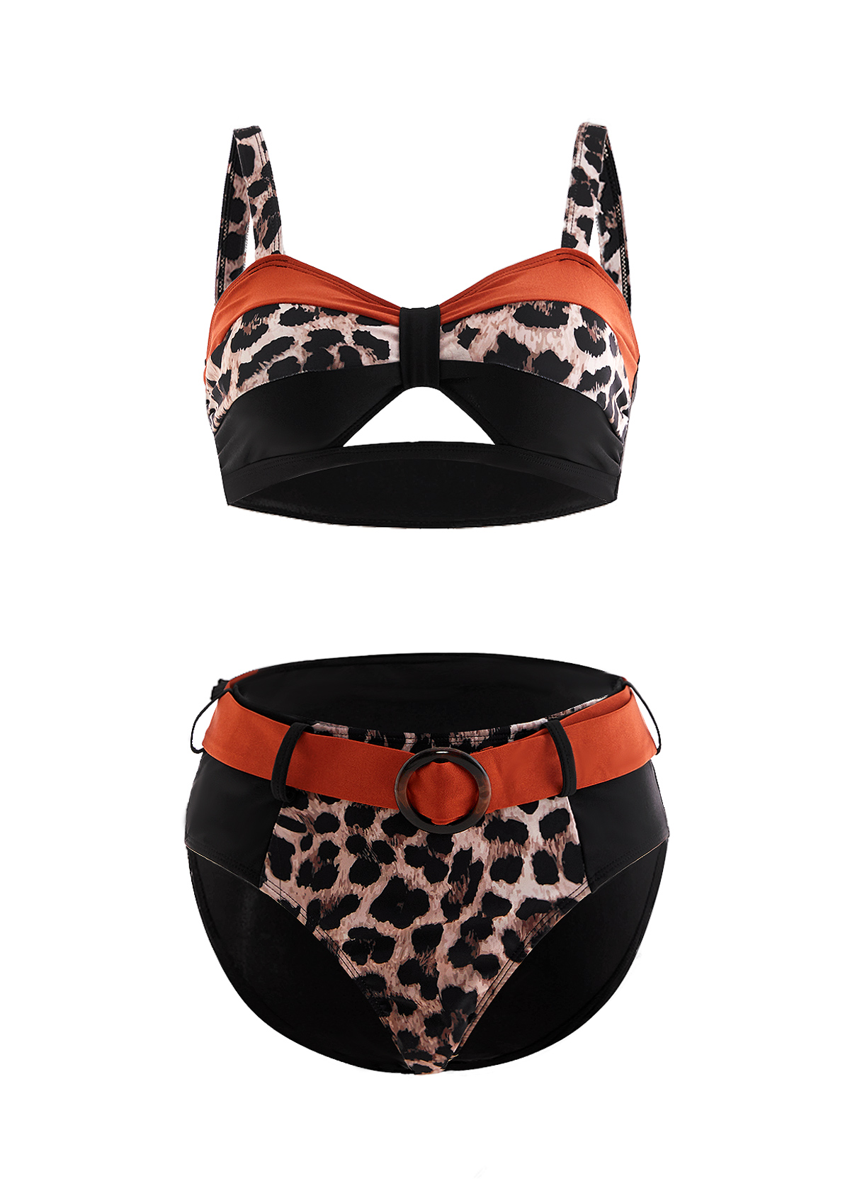 Leopard High Waist Wide Strap Bikini Set | picture 
