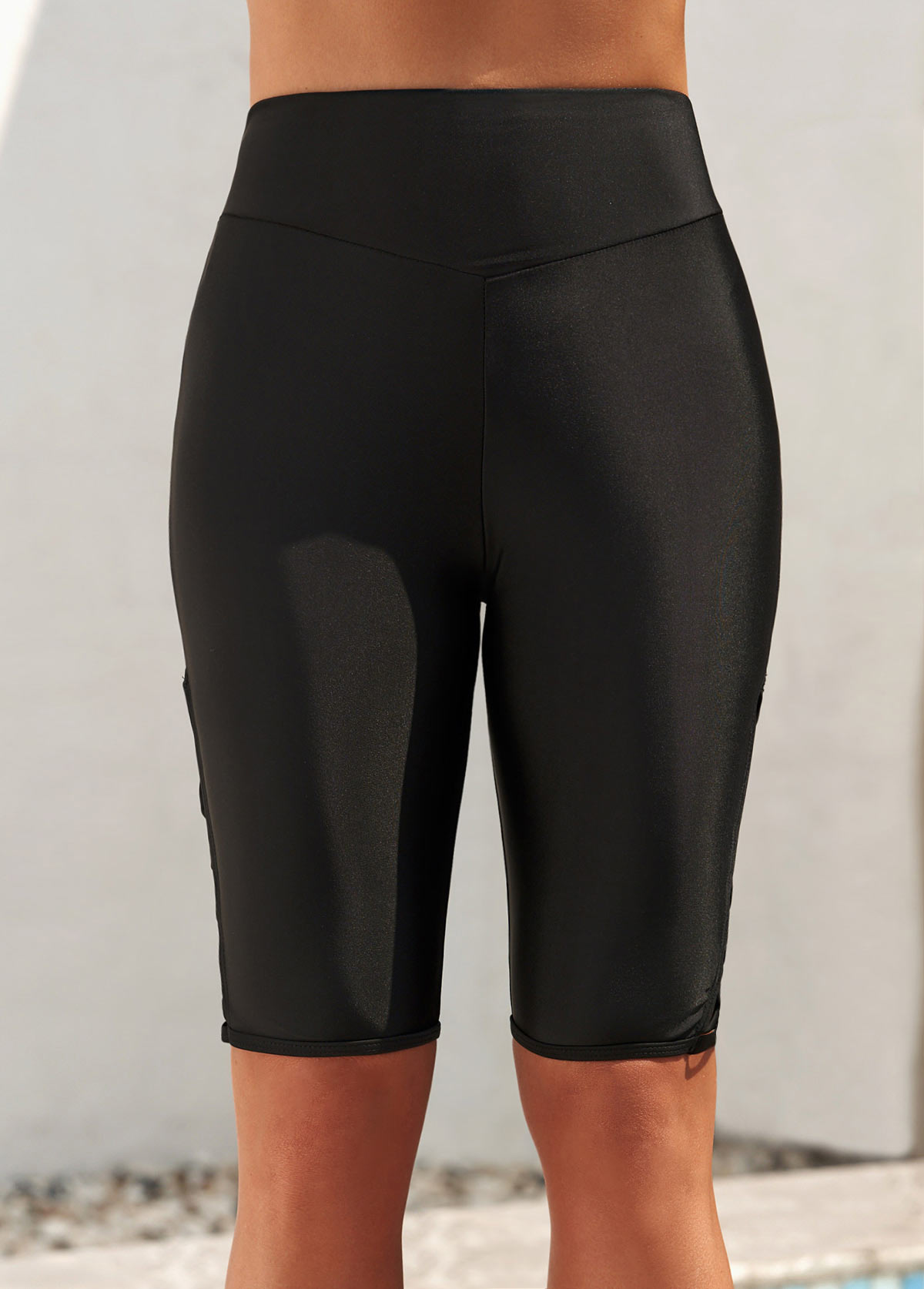 Black Skinny Elastic Waist High Waisted Shorts | picture 