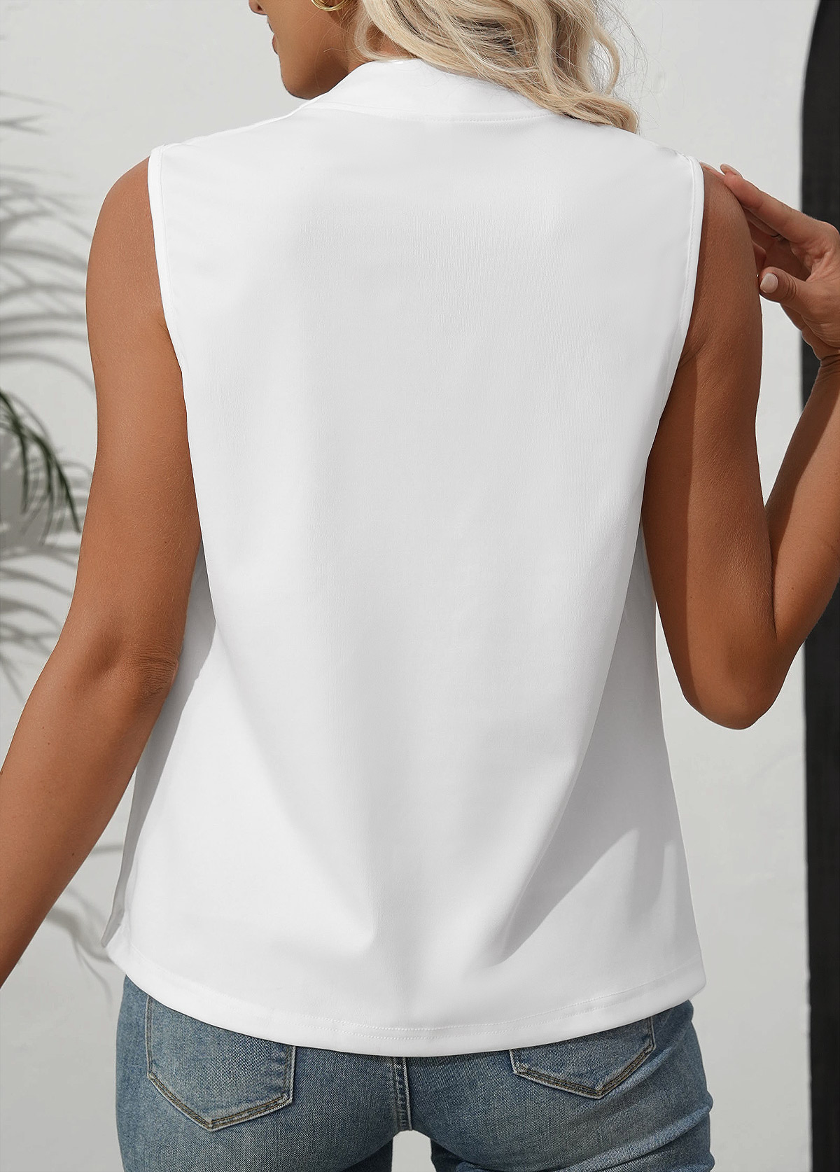 White Lightweight V Neck Tank Top | picture 2