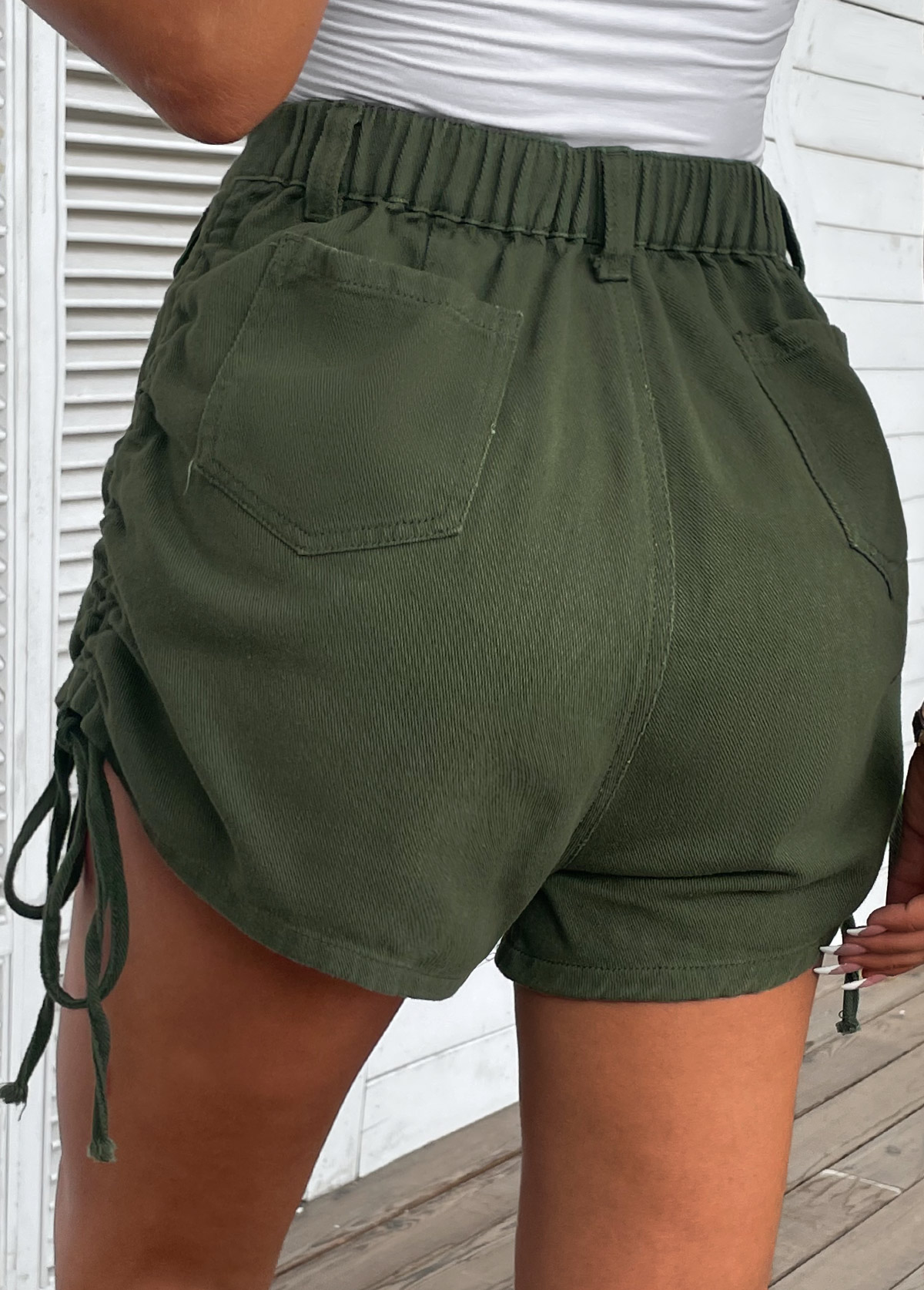Olive Green Pocket Regular Button Fly Shorts | picture 