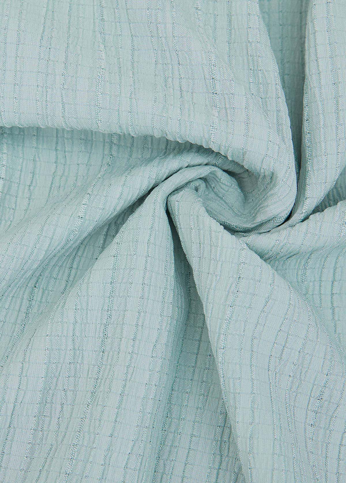 Mint Green Patchwork Short Sleeve Split Neck Blouse | picture 4
