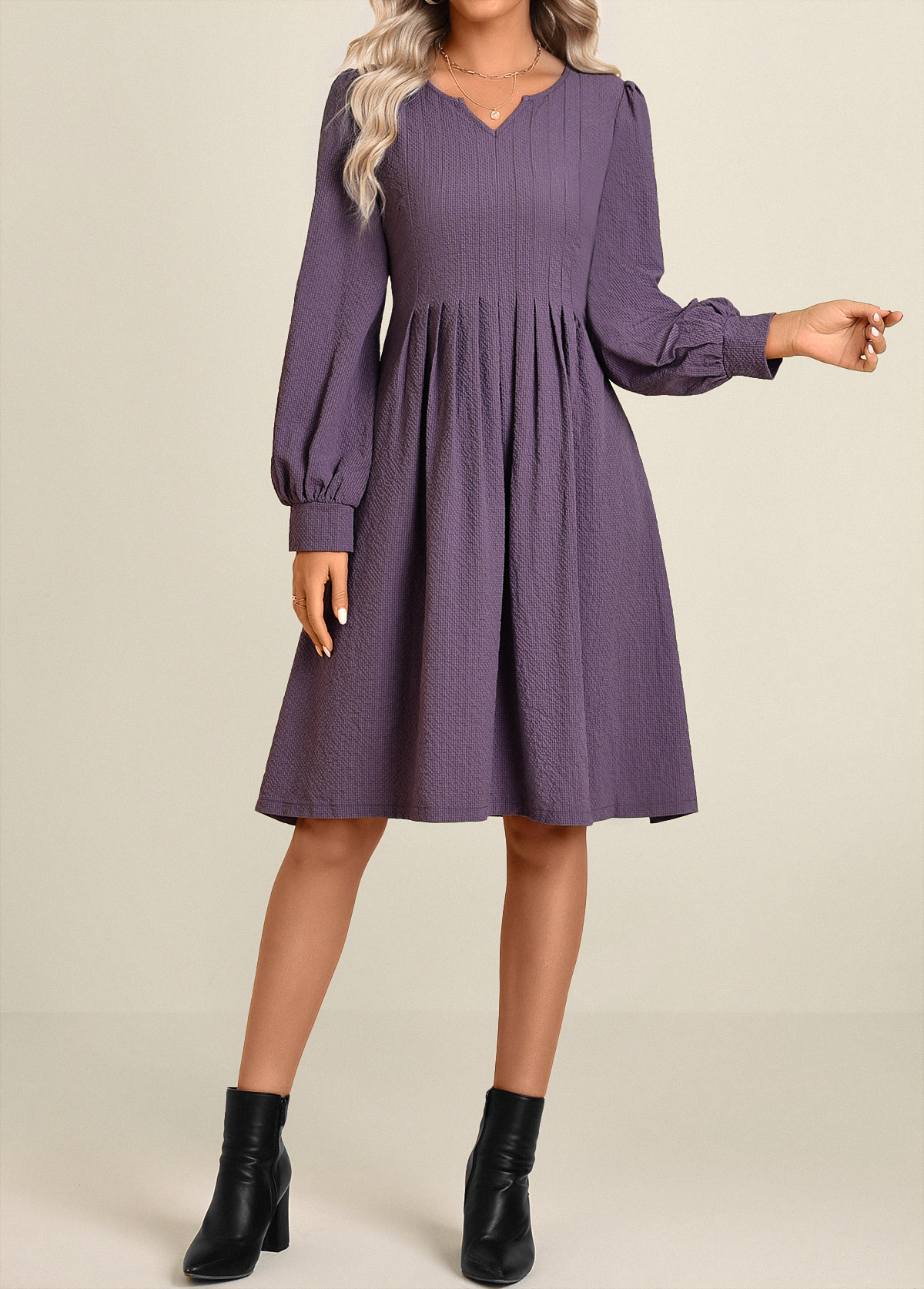 Dusty Purple Split Long Sleeve Dress | picture 