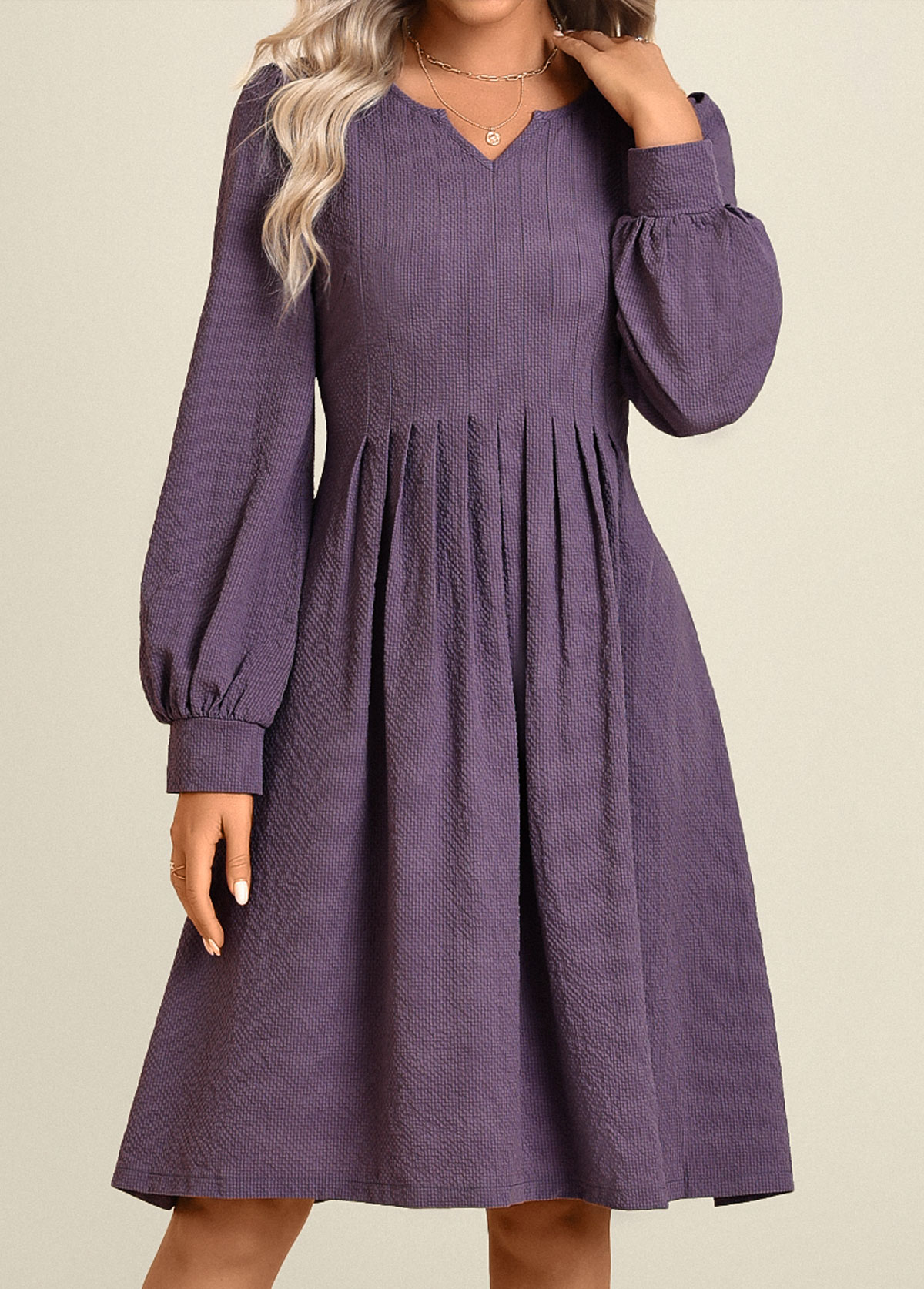 Dusty Purple Split Long Sleeve Dress | picture 