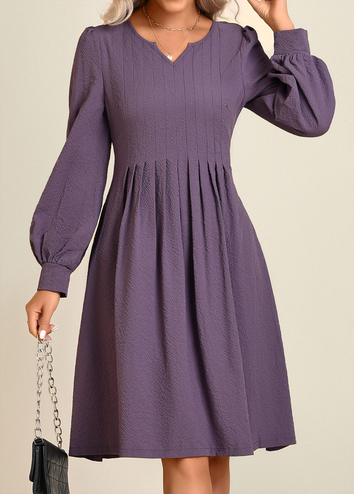 Dusty Purple Split Long Sleeve Dress | picture 