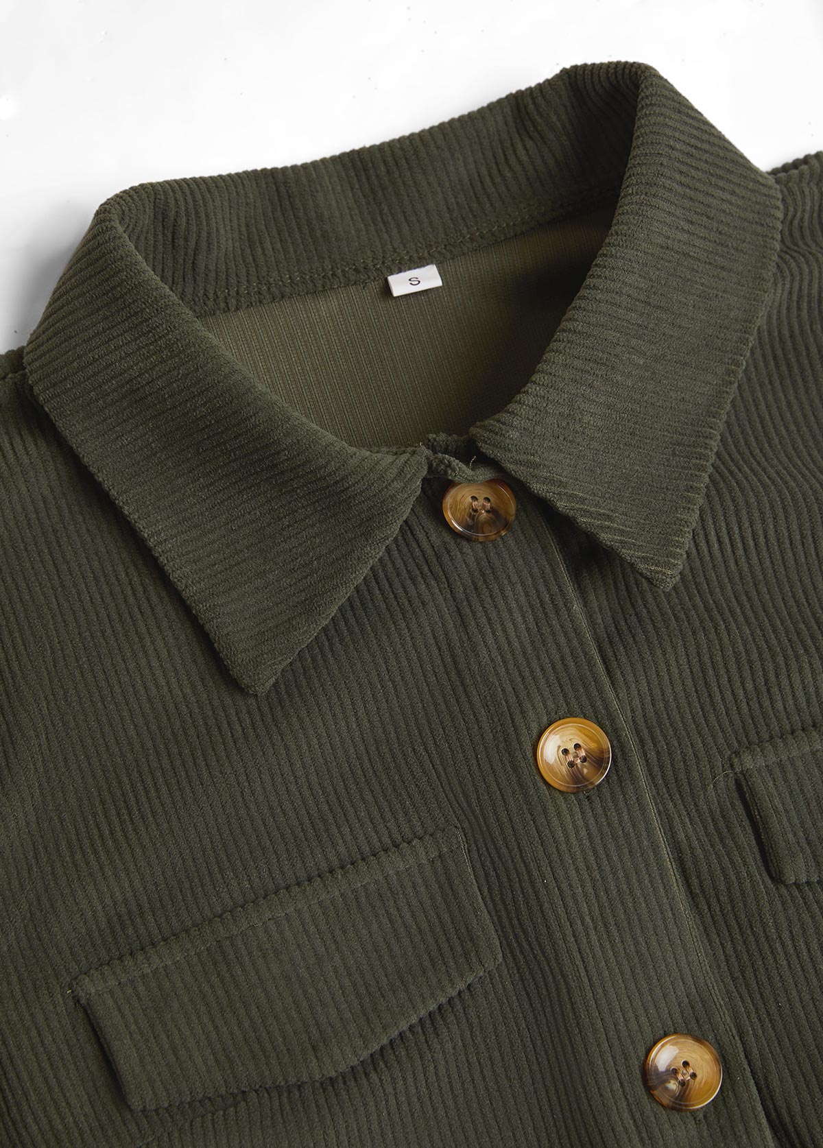 Plus Size Olive Green Patchwork Sleeveless Corduroy Waistcoat | picture 