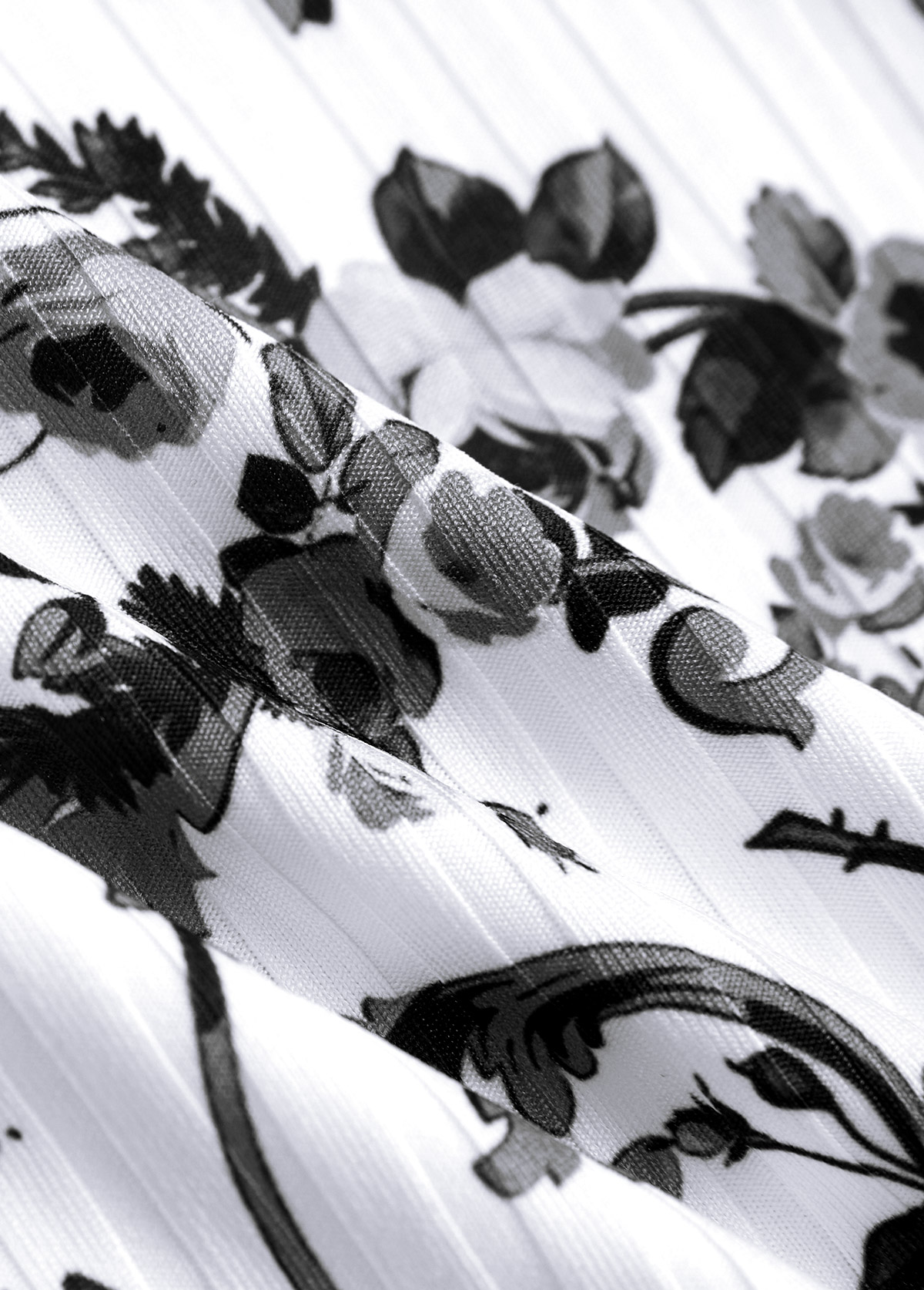 Drawstring Random Floral Print Black One Piece Swimwear | picture 