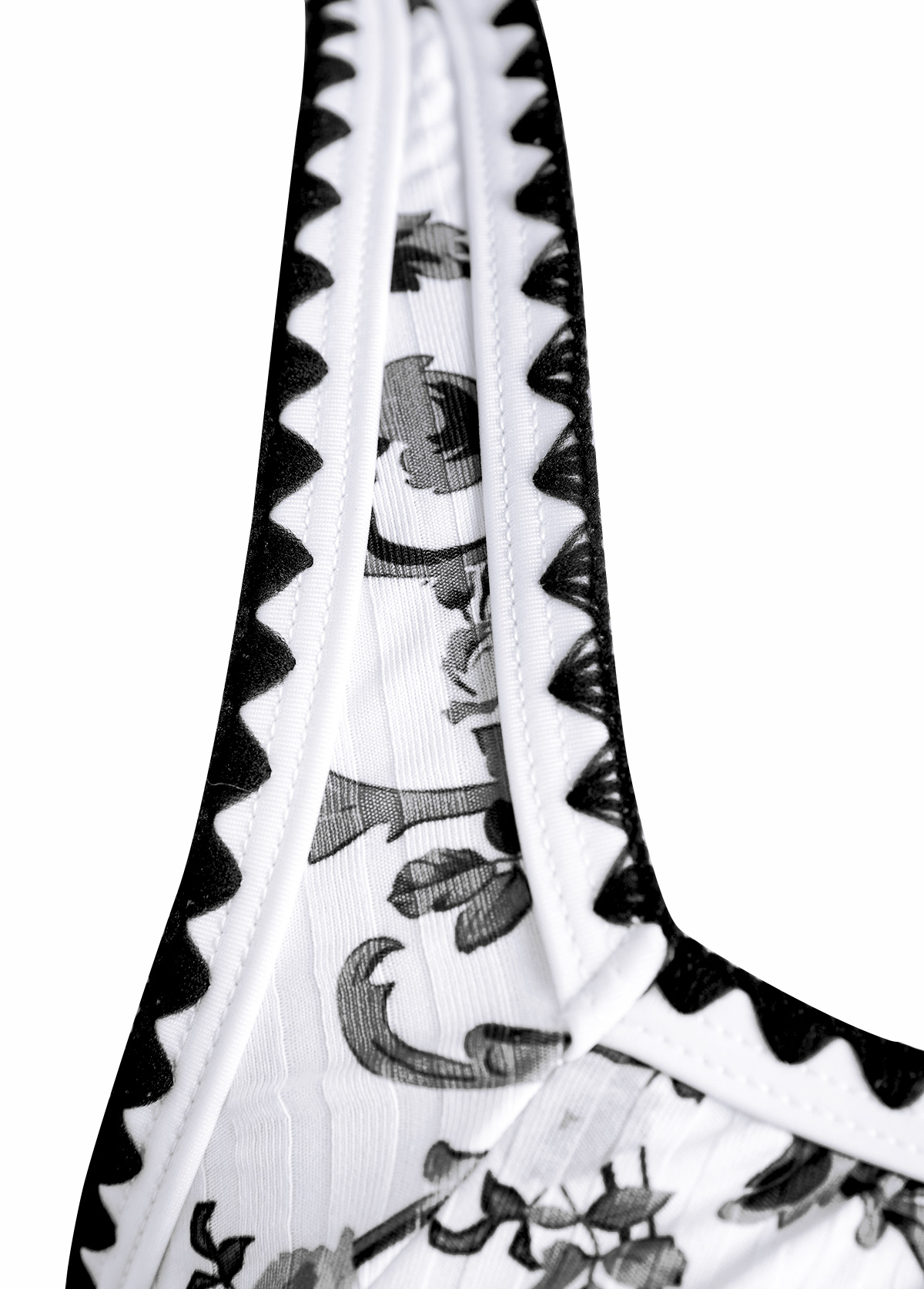 Drawstring Random Floral Print Black One Piece Swimwear | picture 