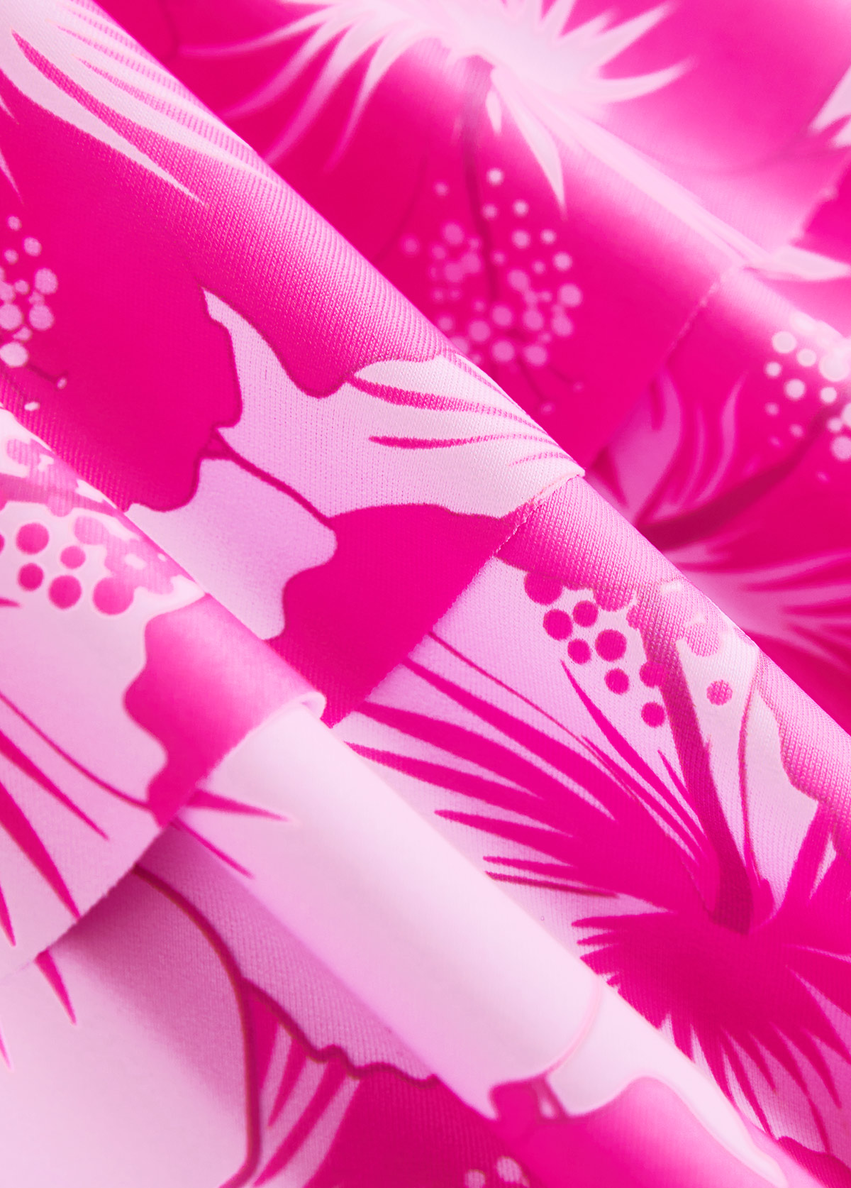 Patchwork Floral Print Hot Pink Tankini Set | picture 