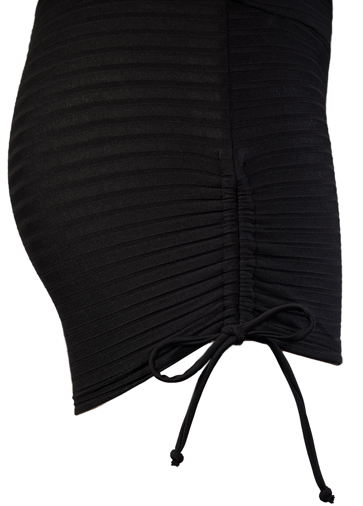 Square Neck Ruched Black Tankini Set | picture 