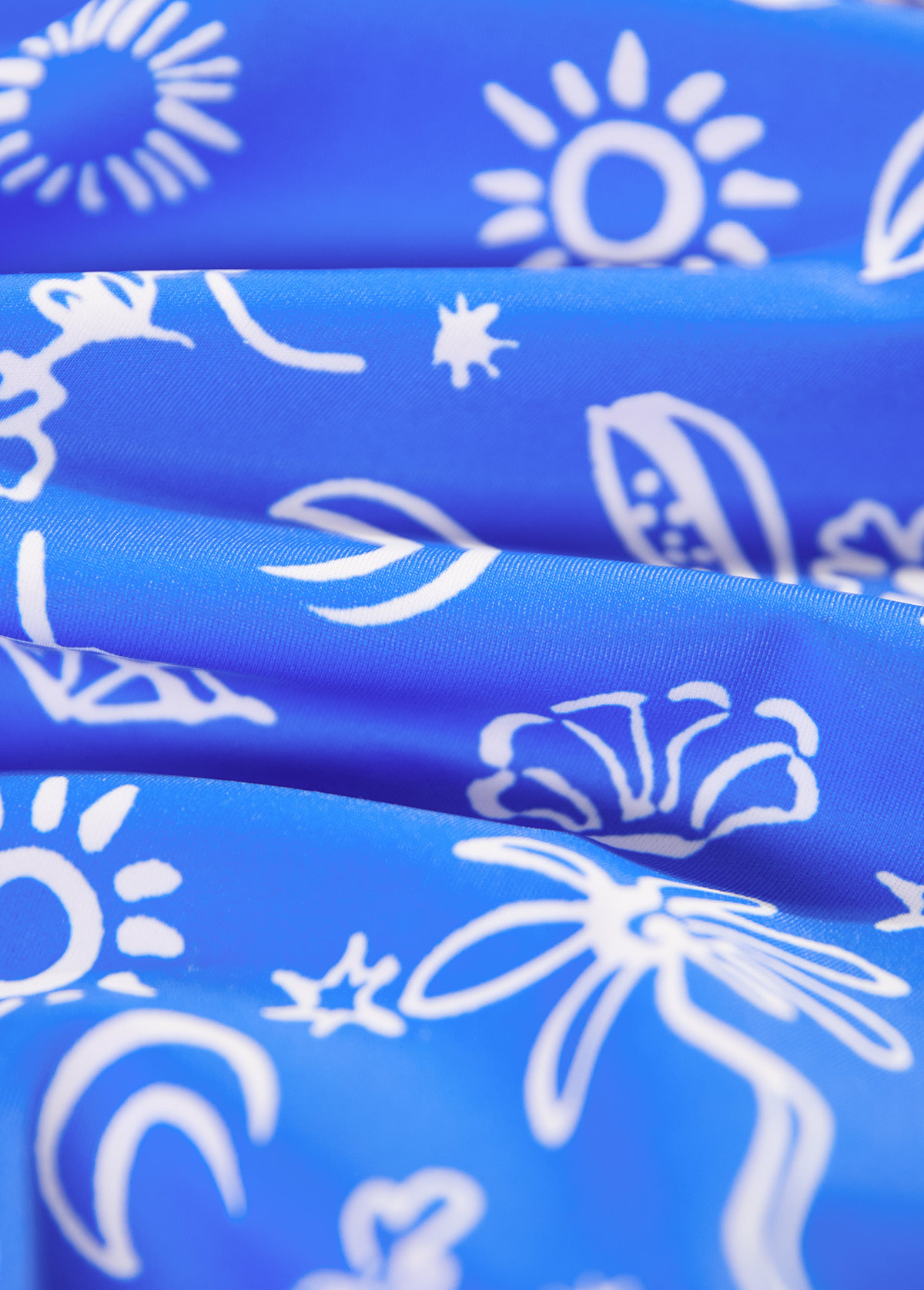 Cut Out Mid Waisted Floral Print Blue Tankini Set | picture 