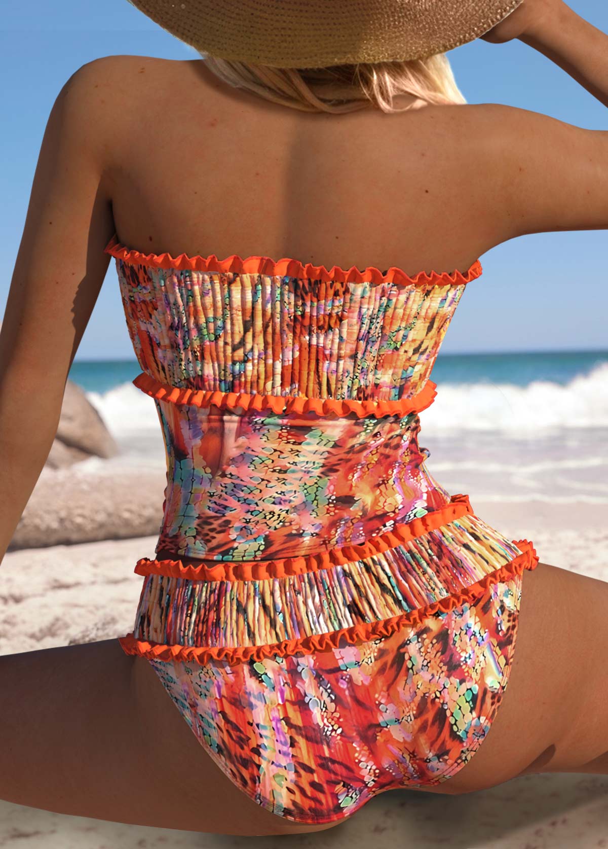 Mid Waisted Leopard Orange Tankini Set | picture 