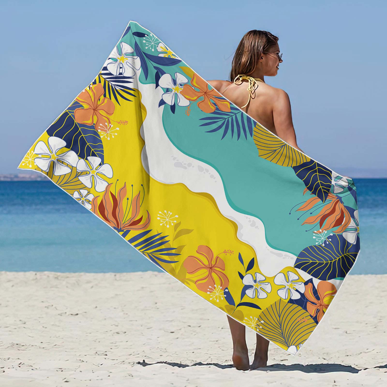 Multi Color Plants Print Beach Blanket | picture 