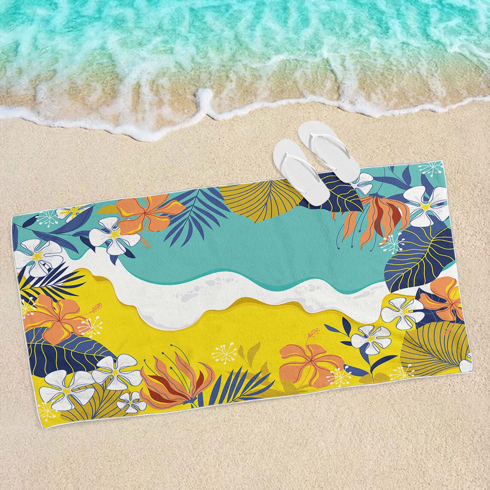 Multi Color Plants Print Beach Blanket | picture 