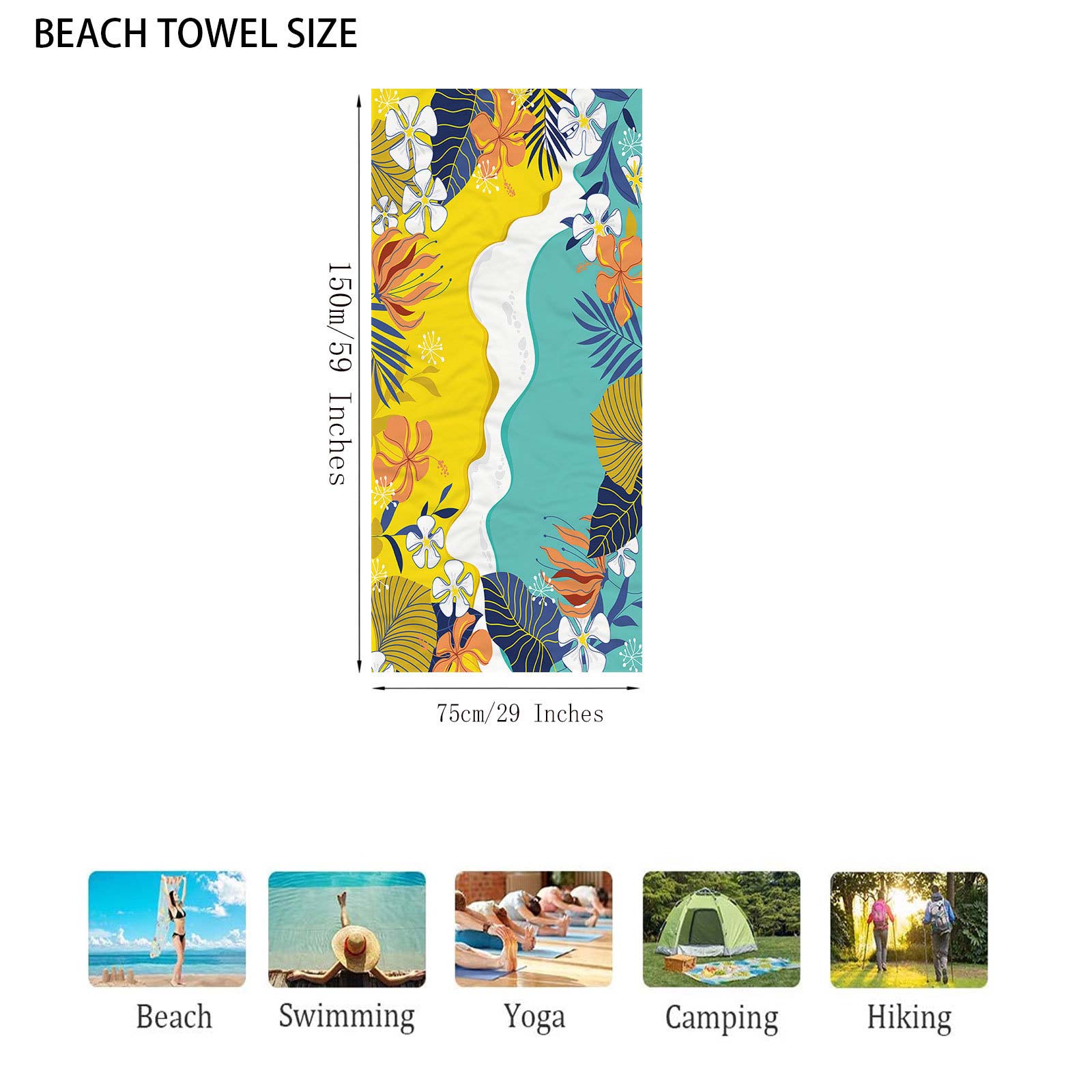 Multi Color Plants Print Beach Blanket | picture 