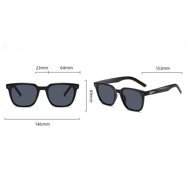Black Plastic Star Design Square Sunglasses | picture 
