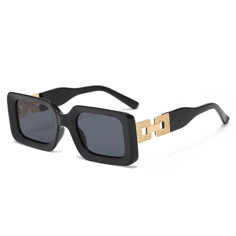 Black Plastic Patchwork Square Design Sunglasses | picture 
