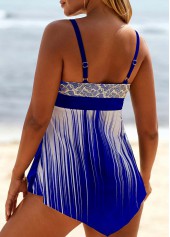 Patchwork Low Waisted Ombre Royal Blue Tankini Set