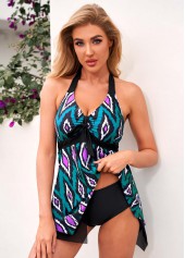 Handkerchief Hem Mid Waisted Tribal Print Tankini Set | thumb picture 