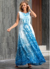 Sleeveless V Back Tie Dye Print Maxi Dress | thumb picture 