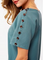 Green Button Short Sleeve V Neck Shirt | thumb picture 