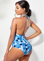 Plaid Tie Detail Open Back One Piece Swimwear | thumb picture 